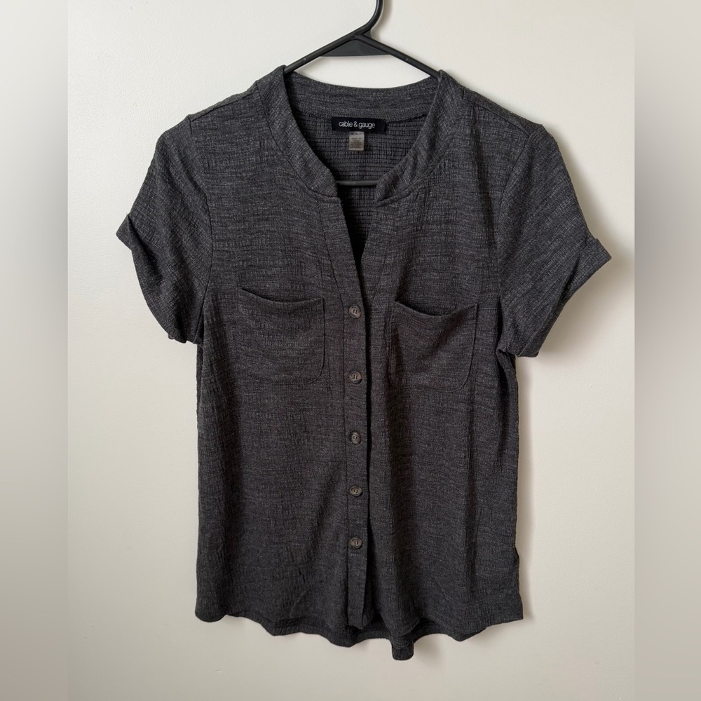 Cable & Gauge Charcoal Textured Knit Top
